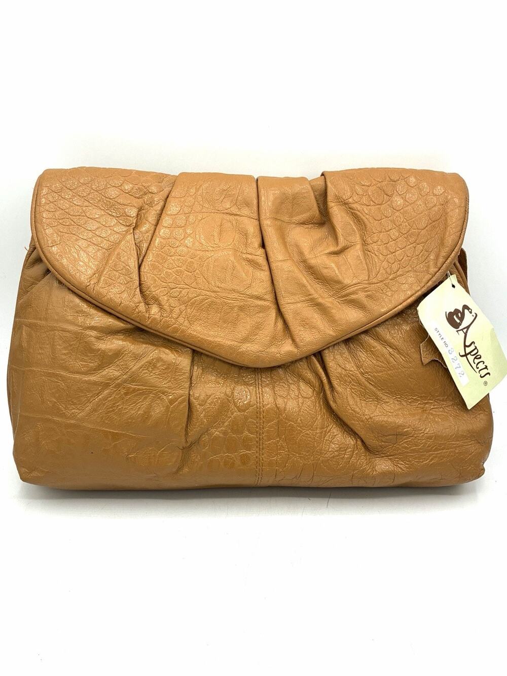 Vintage Aspects Genuine Leather Clutch Crossbody Bag Camel Tan NOS 12x9